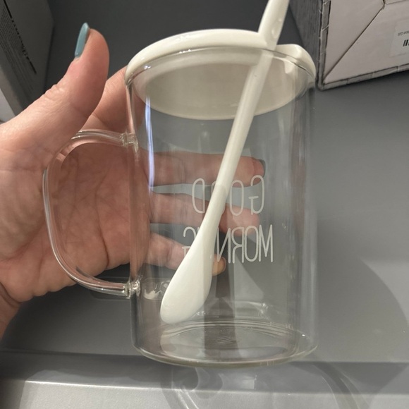 Good Morning Coffee Mug With Lid and Stirrer White - Picture 3 of 4